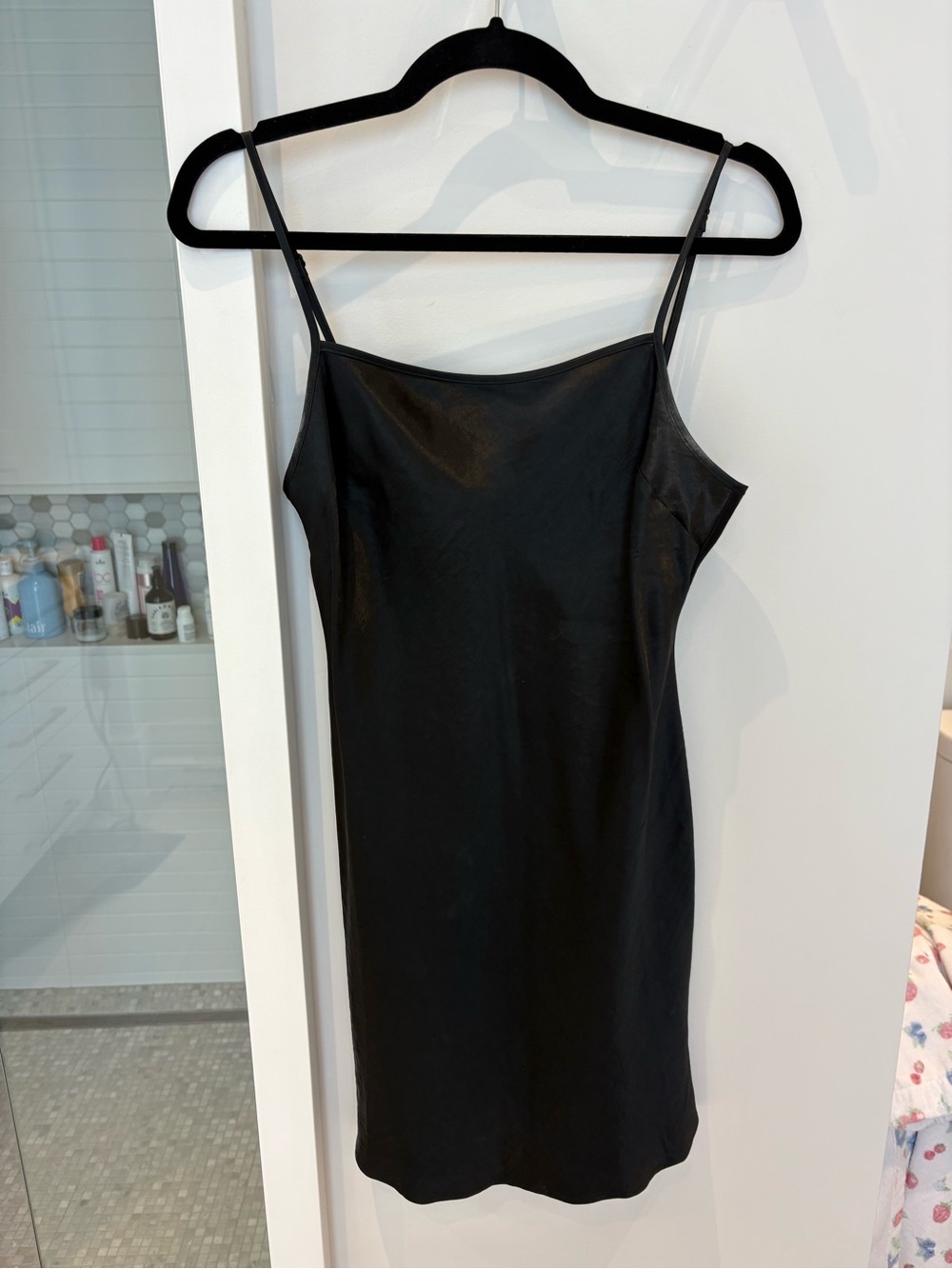 Aritzia Wilfred Black Satin Slip Dress
